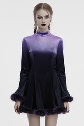 Black/Purple Long Sleeves Gradient Women's Gothic Dress
